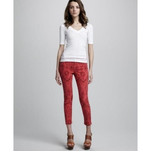 Joe's Jeans Pink Skinny Jeans The High Water Geranium Pattern Ikat Stretch Denim - Picture 13 of 17